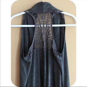 Charcoal gray vest with lace back